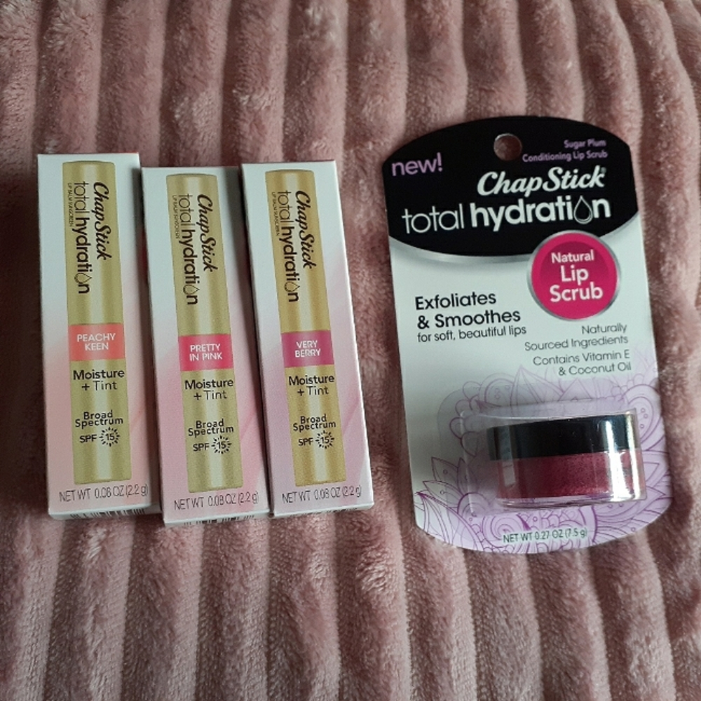 Chapstick lip balms and lip scrub set